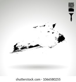 Black brush stroke and texture. Grunge vector abstract hand - painted element. Underline and border design.