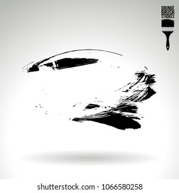 Black brush stroke and texture. Grunge vector abstract hand - painted element. Underline and border design.