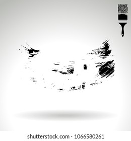 Black brush stroke and texture. Grunge vector abstract hand - painted element. Underline and border design.
