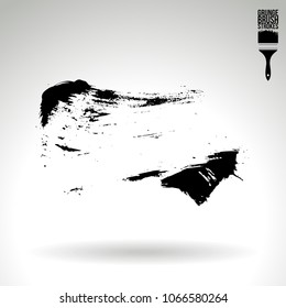 Black brush stroke and texture. Grunge vector abstract hand - painted element. Underline and border design.