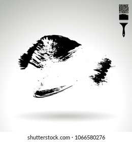 Black brush stroke and texture. Grunge vector abstract hand - painted element. Underline and border design.