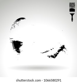 Black brush stroke and texture. Grunge vector abstract hand - painted element. Underline and border design.