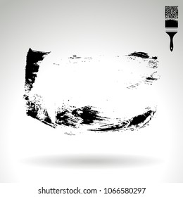 Black brush stroke and texture. Grunge vector abstract hand - painted element. Underline and border design.