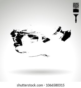 Black brush stroke and texture. Grunge vector abstract hand - painted element. Underline and border design.
