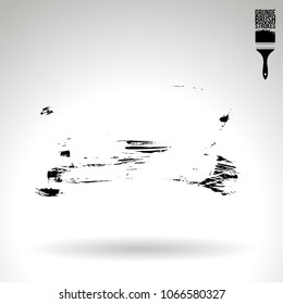 Black brush stroke and texture. Grunge vector abstract hand - painted element. Underline and border design.
