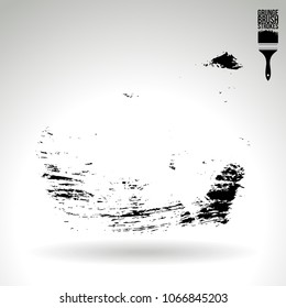 Black brush stroke and texture. Grunge vector abstract hand - painted element. Underline and border design.