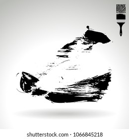 Black brush stroke and texture. Grunge vector abstract hand - painted element. Underline and border design.