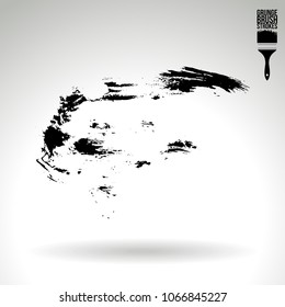 Black brush stroke and texture. Grunge vector abstract hand - painted element. Underline and border design.