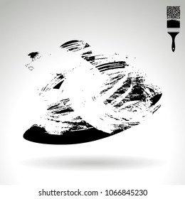 Black brush stroke and texture. Grunge vector abstract hand - painted element. Underline and border design.