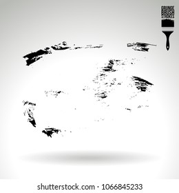 Black brush stroke and texture. Grunge vector abstract hand - painted element. Underline and border design.