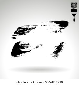 Black brush stroke and texture. Grunge vector abstract hand - painted element. Underline and border design.