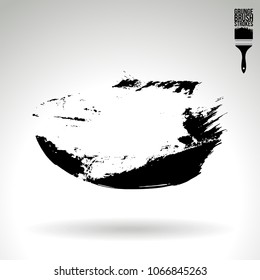 Black brush stroke and texture. Grunge vector abstract hand - painted element. Underline and border design.