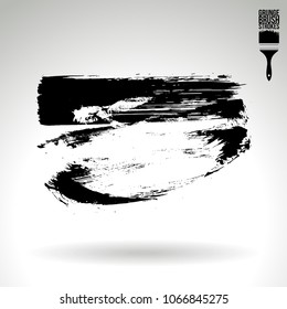 Black brush stroke and texture. Grunge vector abstract hand - painted element. Underline and border design.