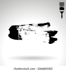 Black brush stroke and texture. Grunge vector abstract hand - painted element. Underline and border design.