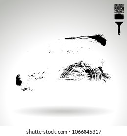Black brush stroke and texture. Grunge vector abstract hand - painted element. Underline and border design.