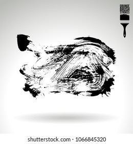 Black brush stroke and texture. Grunge vector abstract hand - painted element. Underline and border design.