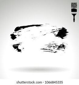 Black brush stroke and texture. Grunge vector abstract hand - painted element. Underline and border design.