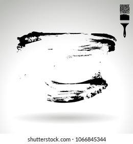 Black brush stroke and texture. Grunge vector abstract hand - painted element. Underline and border design.