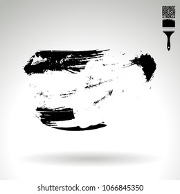 Black brush stroke and texture. Grunge vector abstract hand - painted element. Underline and border design.