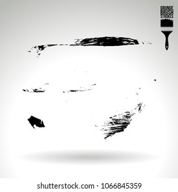 Black brush stroke and texture. Grunge vector abstract hand - painted element. Underline and border design.