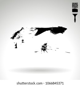 Black brush stroke and texture. Grunge vector abstract hand - painted element. Underline and border design.