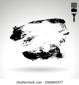 Black brush stroke and texture. Grunge vector abstract hand - painted element. Underline and border design.