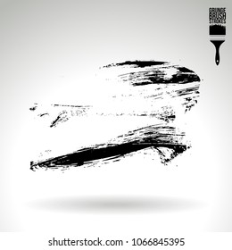 Black brush stroke and texture. Grunge vector abstract hand - painted element. Underline and border design.