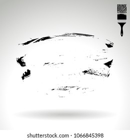 Black brush stroke and texture. Grunge vector abstract hand - painted element. Underline and border design.
