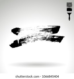 Black brush stroke and texture. Grunge vector abstract hand - painted element. Underline and border design.