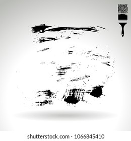 Black brush stroke and texture. Grunge vector abstract hand - painted element. Underline and border design.