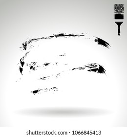 Black brush stroke and texture. Grunge vector abstract hand - painted element. Underline and border design.