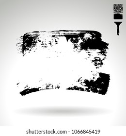 Black brush stroke and texture. Grunge vector abstract hand - painted element. Underline and border design.