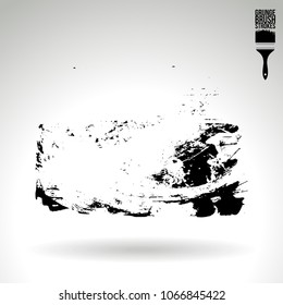 Black brush stroke and texture. Grunge vector abstract hand - painted element. Underline and border design.
