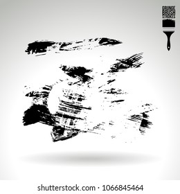 Black brush stroke and texture. Grunge vector abstract hand - painted element. Underline and border design.