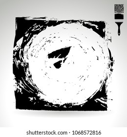Black brush stroke and texture. Grunge vector abstract hand - painted element. Underline and border design.
