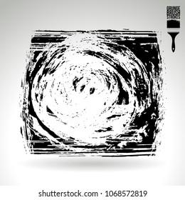 Black brush stroke and texture. Grunge vector abstract hand - painted element. Underline and border design.