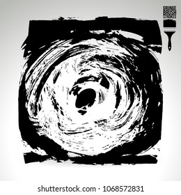 Black brush stroke and texture. Grunge vector abstract hand - painted element. Underline and border design.