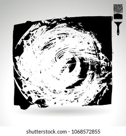 Black brush stroke and texture. Grunge vector abstract hand - painted element. Underline and border design.