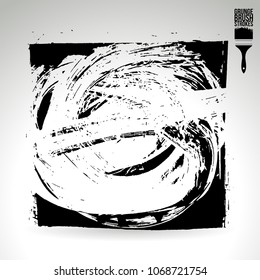 Black brush stroke and texture. Grunge vector abstract hand - painted element. Underline and border design.