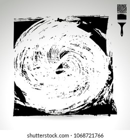 Black brush stroke and texture. Grunge vector abstract hand - painted element. Underline and border design.