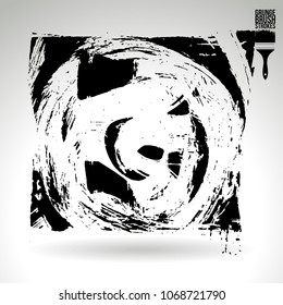 Black brush stroke and texture. Grunge vector abstract hand - painted element. Underline and border design.