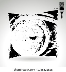 Black brush stroke and texture. Grunge vector abstract hand - painted element. Underline and border design.