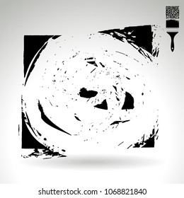 Black brush stroke and texture. Grunge vector abstract hand - painted element. Underline and border design.