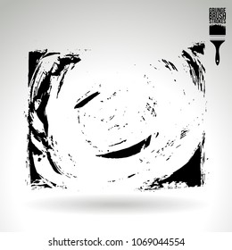 Black brush stroke and texture. Grunge vector abstract hand - painted element. Underline and border design.