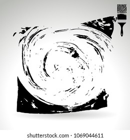 Black brush stroke and texture. Grunge vector abstract hand - painted element. Underline and border design.