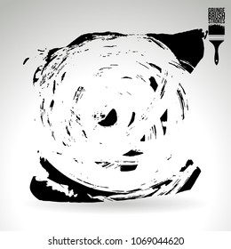 Black brush stroke and texture. Grunge vector abstract hand - painted element. Underline and border design.