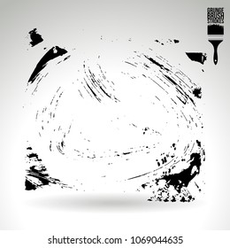 Black brush stroke and texture. Grunge vector abstract hand - painted element. Underline and border design.