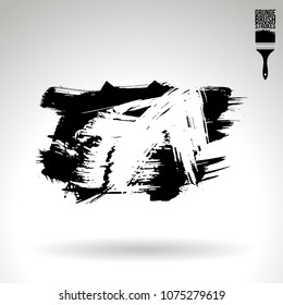 Black brush stroke and texture. Grunge vector abstract hand - painted element. Underline and border design.