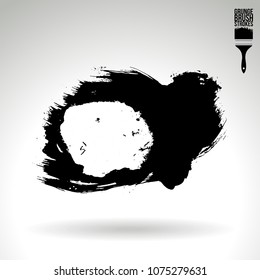 Black brush stroke and texture. Grunge vector abstract hand - painted element. Underline and border design.