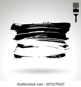 Black brush stroke and texture. Grunge vector abstract hand - painted element. Underline and border design.